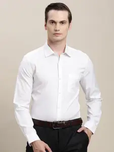 Turtle Classic Self Design Spread Collar Pure Cotton Slim Fit Formal Shirt