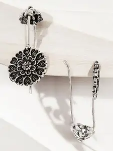 Sangria Floral Shape Oxidised Ear Cuff