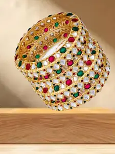 Atibelle Set Of 4 Gold Plated Kundan Studded Bangles