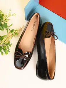 DressBerry Textured Ballerinas With Bows Flats