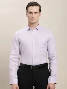 Turtle Spread Collar Long Sleeves Pure Linen Classic Slim Fit Formal Shirt