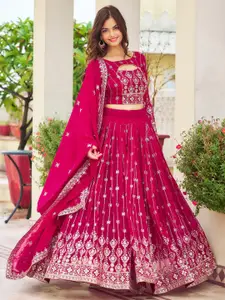 Jogmaya Fashion Embroidered Sequinned Semi-Stitched Lehenga Choli With Dupatta