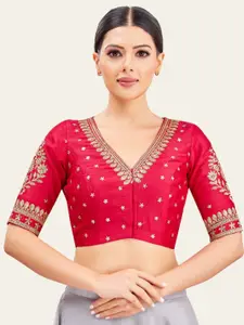 Studio Shringaar V-Neck Embroidered Saree Blouse