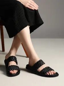 Kenneth Cole Leather Women Braided Leather Open Toe Flats