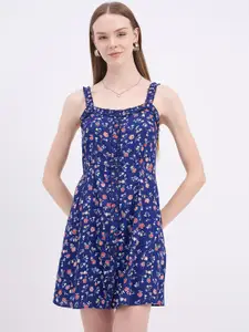 DressBerry Floral Printed Shoulder Strap Fit & Flare Dress