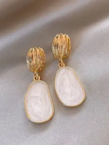 MEENAZ Korean  Gold-Plated Artificial Stones Contemporary Shaped Drop Earrings