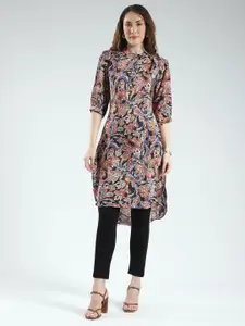 Monte Carlo Paisley Printed Mandarin Collar Straight Kurta