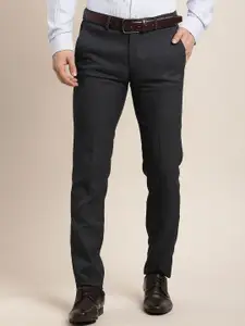 Turtle Men Textured Tailored Slim Fit Formal Trouser