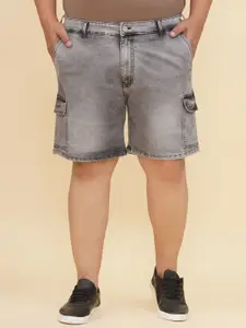 John Pride Plus Size Men Mid-Rise Stretchable Denim Cargo Shorts