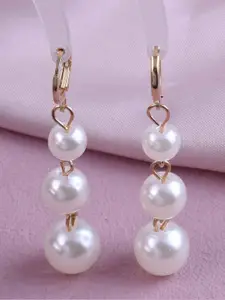 MEENAZ Korean Gold-Plated Pearls Contemporary Drop Earrings