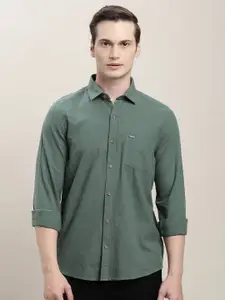 Turtle Spread Collar Long Sleeves Cotton Relaxed Slim Fit Casual Shirt