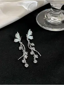 MEENAZ Korean Silver-Plated Butterfly Drop Earrings