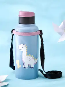 Home Centre Blue & White Single Stainless Steel Printed Water Bottle 650 ML