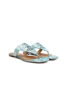 ROSSO BRUNELLO Printed Open Toe Flats with Buckles