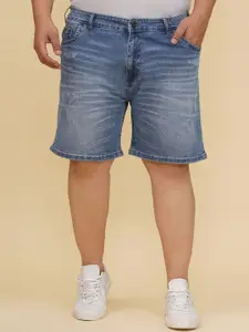 John Pride Plus Size Men Washed Denim Denim Shorts