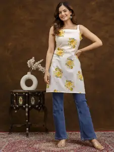 Anouk Rustic Floral Printed Square Neck Pure Cotton Kurti