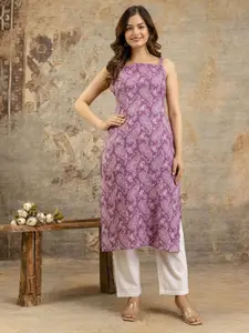 Anouk Rustic Paisley Printed Square Neck Cotton Straight Kurta