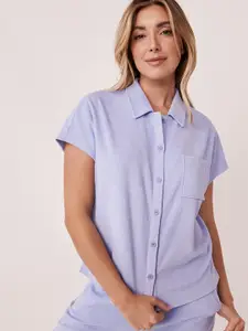 La Vie en Rose Women Blue Solid Lounge Shirt