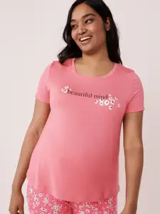 La Vie en Rose Women Pink Printed Lounge T-shirt