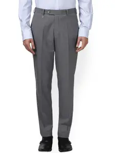 Park Avenue Men Grey Regular Fit Solid Formal Trousers