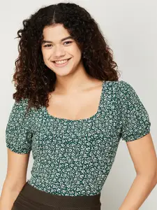 Fame Forever by Lifestyle Green & White Floral Printed Top