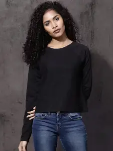 Roadster Women Black Solid Sweatshirt