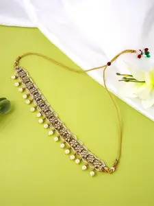 Yellow Chimes Gold-Plated Kundan Studded Pearl Beaded Necklace