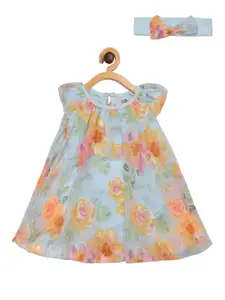 Creative Kids Girls Green Floral A-Line Dress