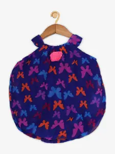 Creative Kids Infant Girls Blue & Red Printed Balloon Mini Dress