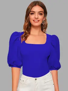Dream Beauty Fashion Women Blue Puff Sleeve  Top