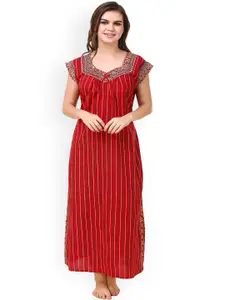 Masha Red Striped Maxi Nightdress NT-A128-898