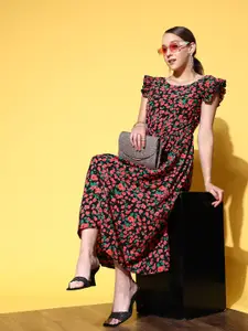 plusS Women  Black Floral Vacay Attire