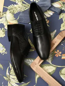 pelle albero Men Black Solid Leather Formal Oxfords