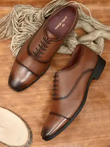 pelle albero Men Tan Brown Solid Formal Oxfords