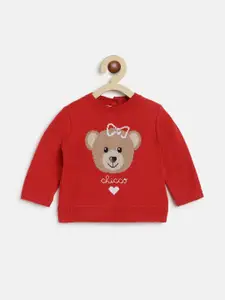 Chicco Girls Red & White Printed Pullover