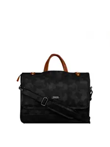 LOREM Unisex Black & Silver-Toned Textured Laptop Bag