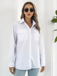 StyleCast Women White Semi Sheer Casual Shirt
