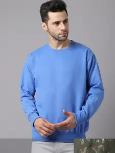 VIMAL JONNEY Men Blue and Brown Pack of 2 Printed Sweatshirts