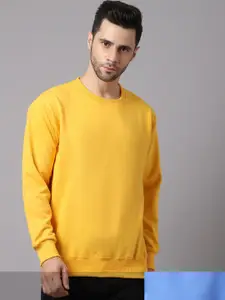 VIMAL JONNEY Men Pack Of 2 Yellow & Blue Printed Fleece Sweatshirt