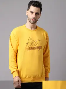 VIMAL JONNEY Men Yellow Printed Pull Over Sweatshirt