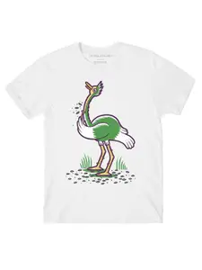 THREADCURRY Boys White & Green Printed Cotton T-shirt