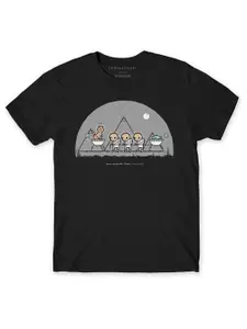 THREADCURRY Boys Black & Grey Printed T-shirt