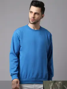 VIMAL JONNEY Men Blue and Brown Pack of 2 Sweatshirts