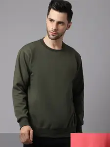 VIMAL JONNEY Men Olive Green Pack Of 2 Sweatshirt