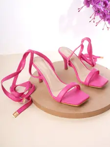 Cogner Women Pink Solid Synthetic Stiletto Heels