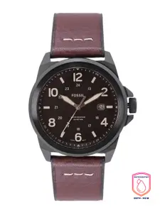Fossil Men Black Dial & Brown Leather Straps Analogue Watch FS5938