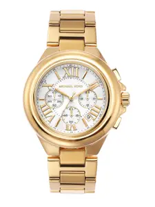 Michael Kors Women White Dial & Gold Toned Bracelet Style Straps Analogue Watch MK7270