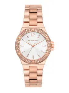 Michael Kors Women White Dial & Rose Gold-Plated Bracelet Style Analogue Watch MK7279