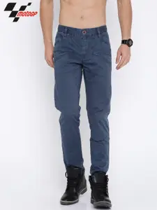 Roadster Men Teal Blue Slim Fit Solid Regular Trousers