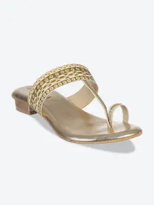 Biba Gold-Toned PU Wedge Sandals